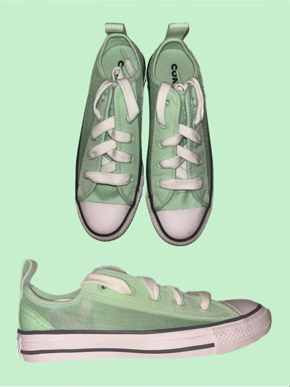 Converse Low Top Sneakers - Mint Green & White